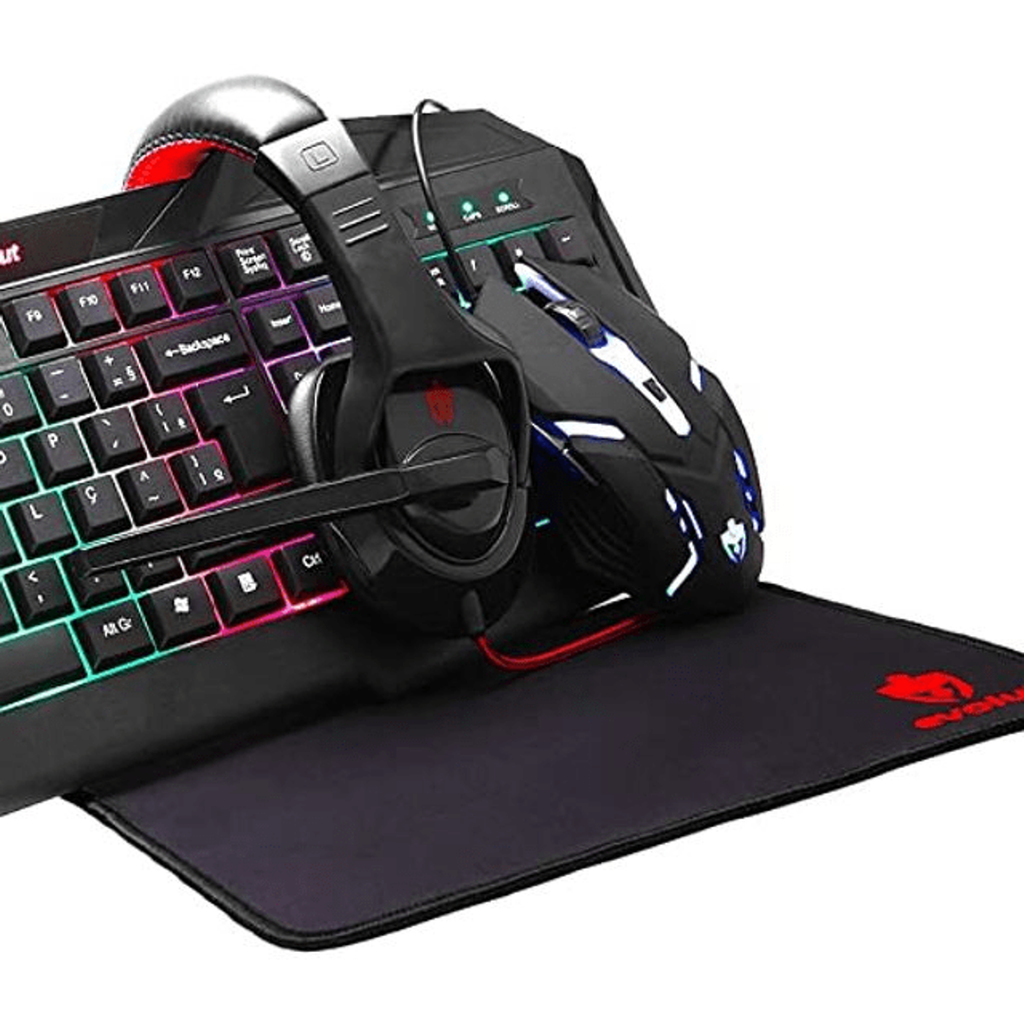 Kit Gamer LED RGB Teclado Mouse Headset Mousepad Evolut EG54