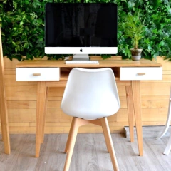 Escritorio Escandinavo Bleik 2 Cajones Blancos Tapa Madera - comprar online