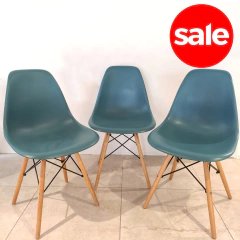 Set x3 Silla Eames Petróleo Pata Madera en internet
