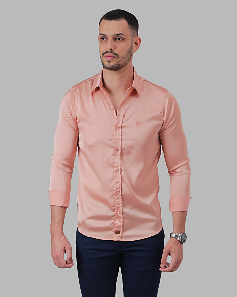 Camisa Cetim Premium Salmão - Comprar em Vegati