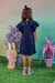 Vestido Infantil Safari Azul Marinho com Manga Babado - Kukie - La Mel Modas e Acessórios Kids