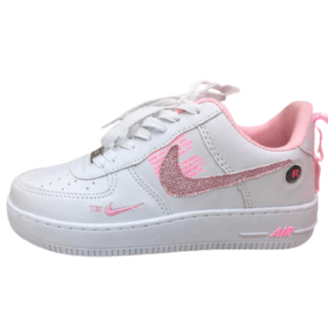 air force holografico branco rosa glitter