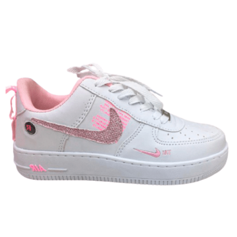 air force holografico branco rosa glitter