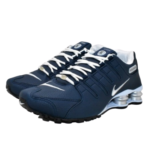 nike shox azul marinho e prata