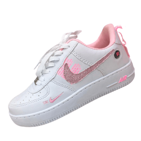 air force holografico branco rosa glitter