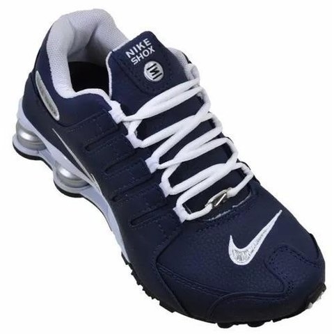 nike shox azul marinho e prata