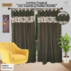 Cortina Tropical Con guarda Chenille Verde