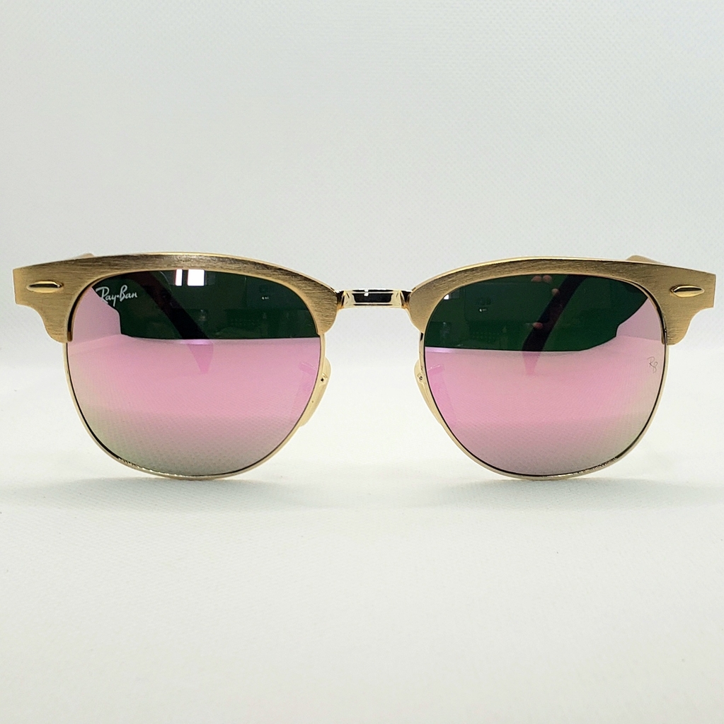 Óculos de Sol Ray Ban ClubMaster Metal Lentes Rosa Espelhada