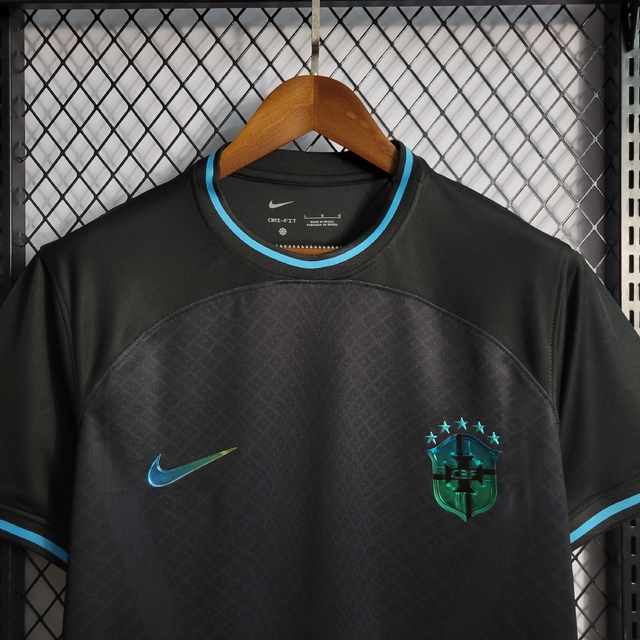 Camisa Preta Brasil Concept (personalização refletiva) - Masculina -  Torcedor - Nike