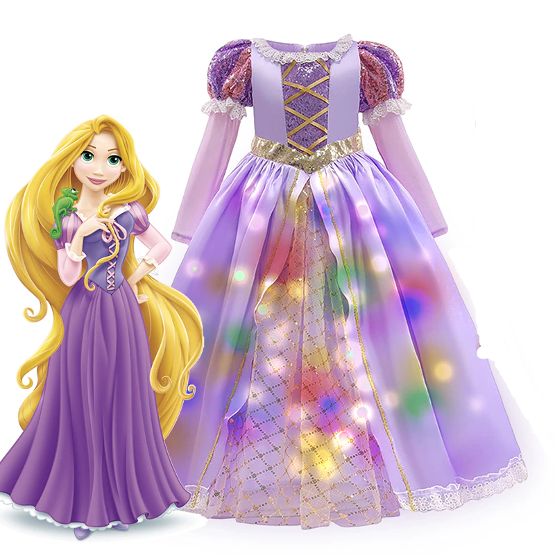 Fantasia Menina Princesa Cosplay Vestido De Festa Crianças Rapunzel  Cinderela Anna Elsa