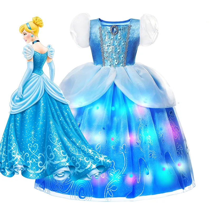 Vestido da Princesa Cinderela Infantil com Led - Festivo Festas