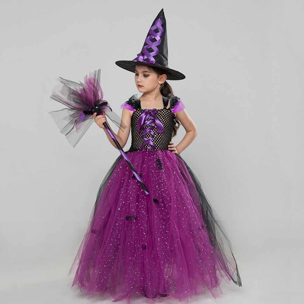 Fantasia para festas de halloween infantil, conjunto de vestido