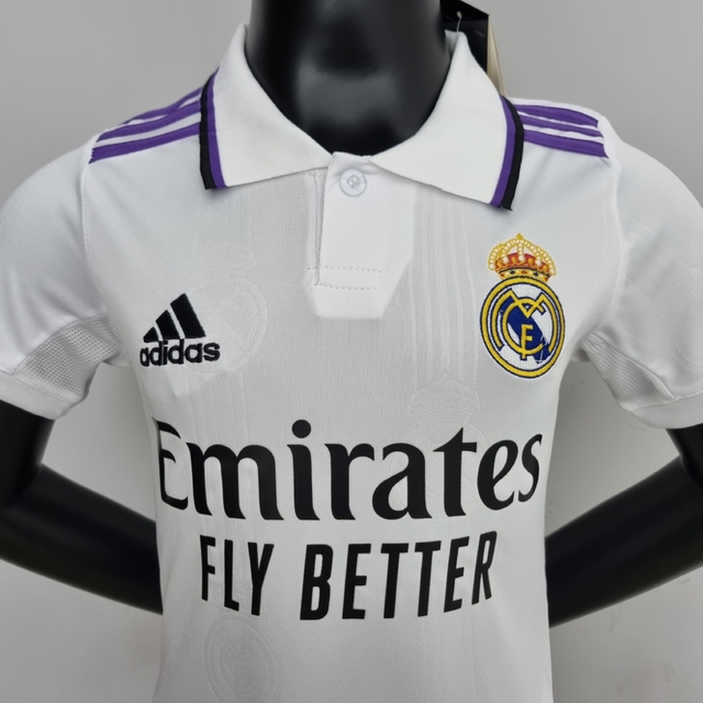 Kit Infantil Real Madrid I 22/23 - Camisa e Shorts - Adidas
