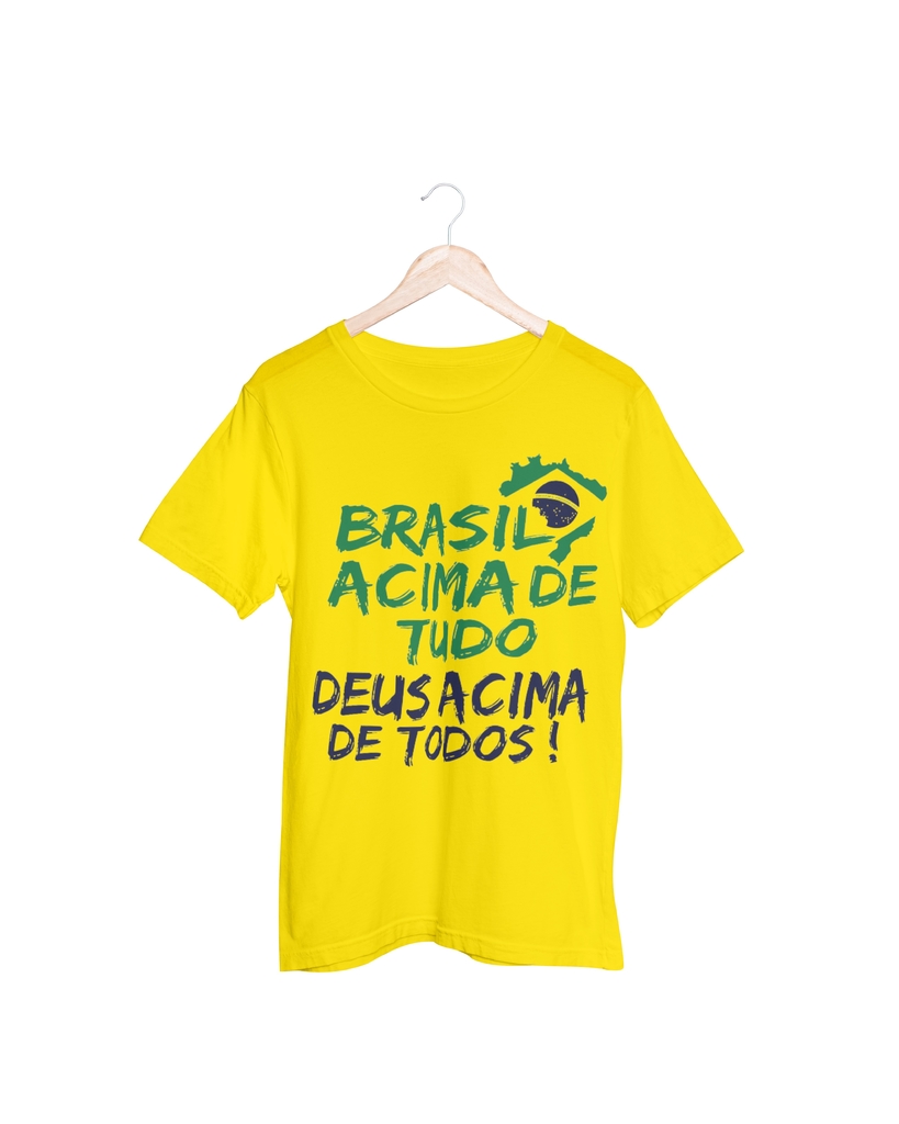 Camiseta "Brasil Acima De Tudo Deus Acima De Todos" - Amarela - Masculino
