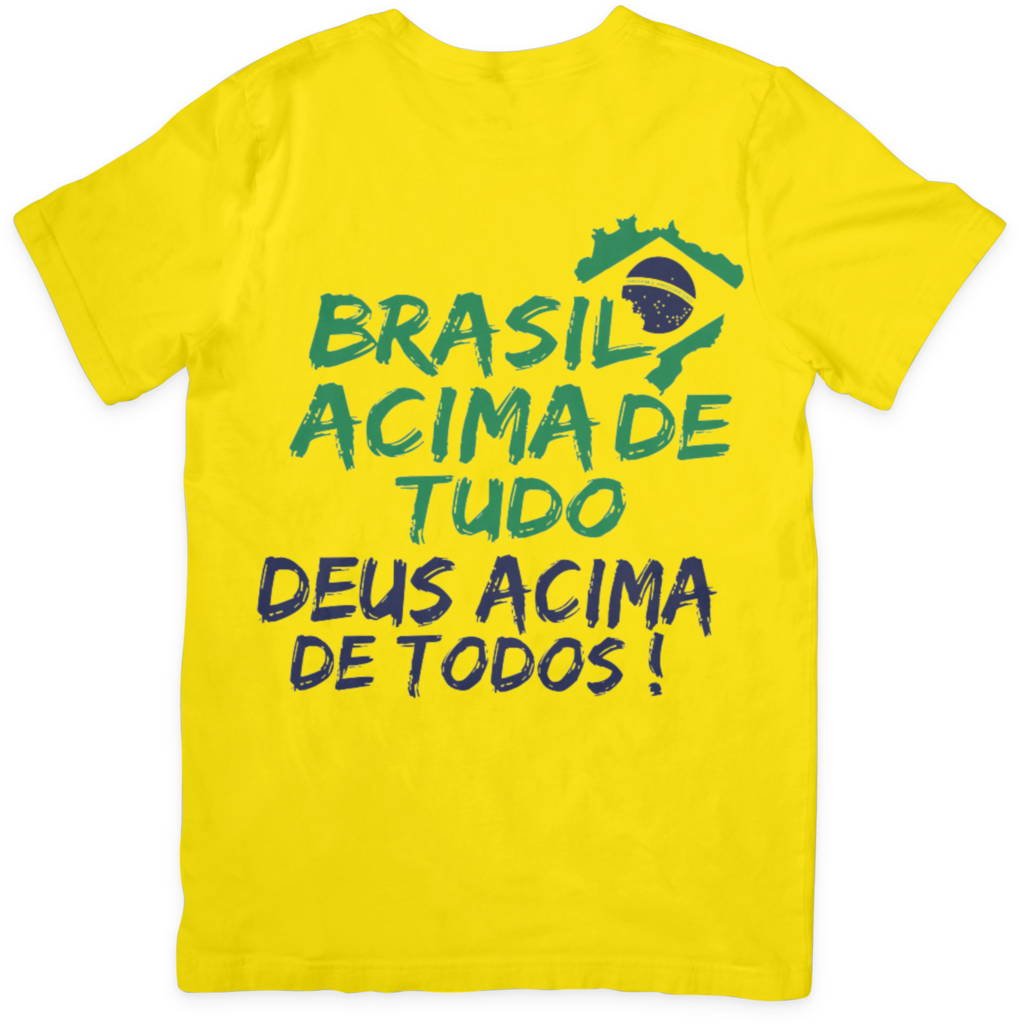 Surprisingly boat nut Camiseta "Brasil Acima De Tudo Deus Acima De Todos" - Amarela - Masculino