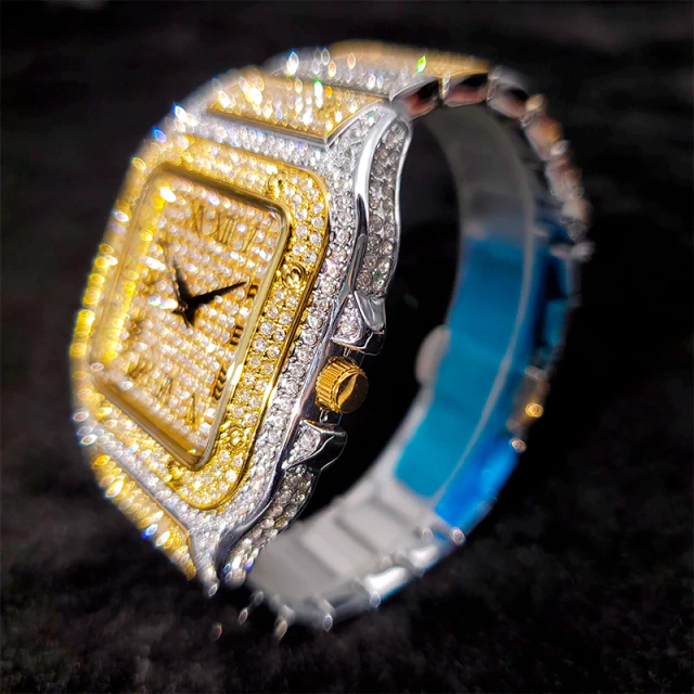 Relógio Masculino de Luxo Cravejado - Diamond, Ouro, Prata, Rose