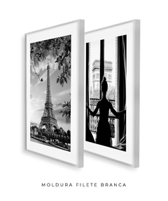Dupla de Quadros Decorativos Bailarina + Eiffel Noir - loja online