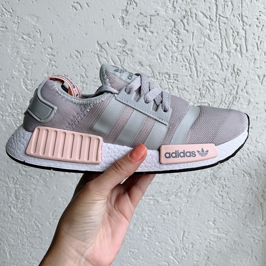 tenis rosa e cinza adidas