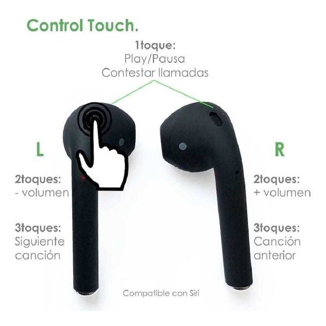 Nuevos Mini Audifonos Bluetooth i12 Tws NEGRO MATE tipo Airpods TOUCH  Cargador Magnético