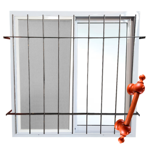 ventana aluminio 1.00x1.00 + reja 100x100 + mosquitero + barral