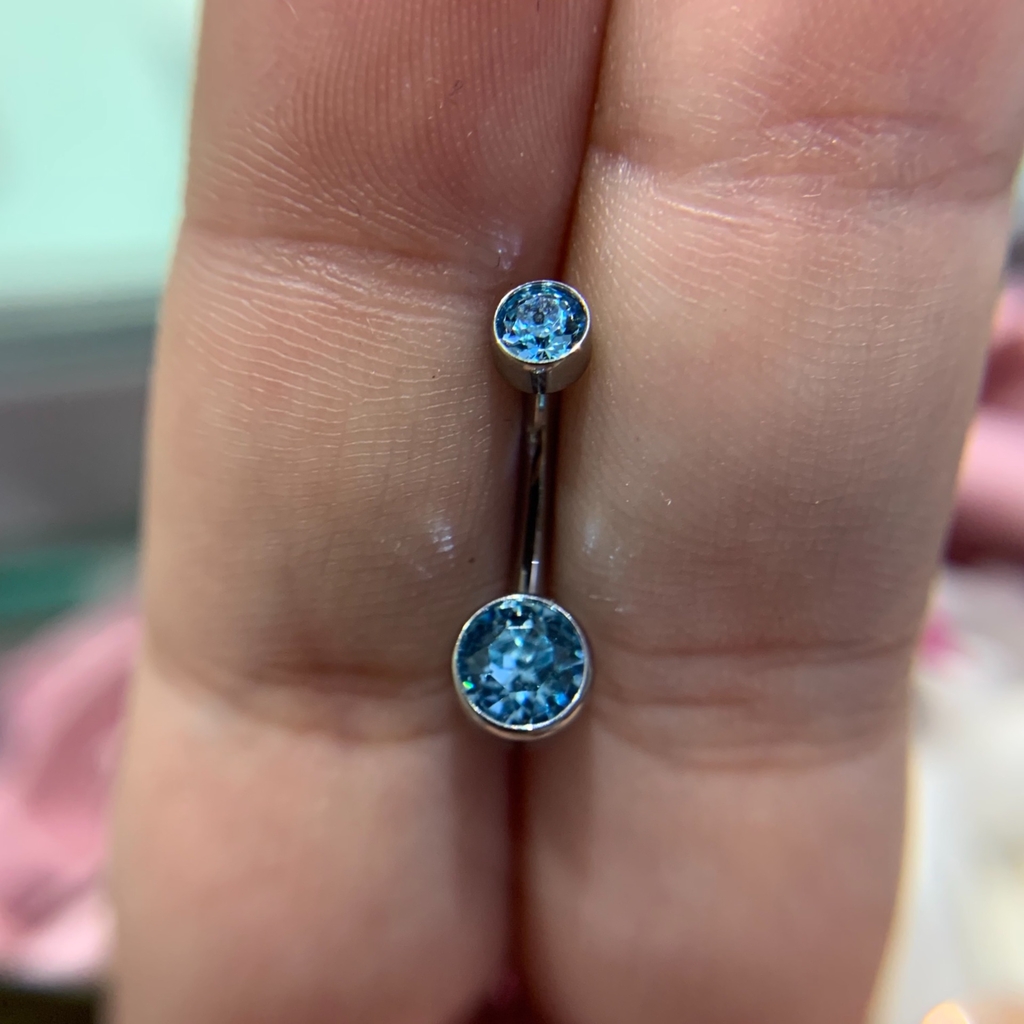 Piercing Umbigo com Pedra Redonda Azul