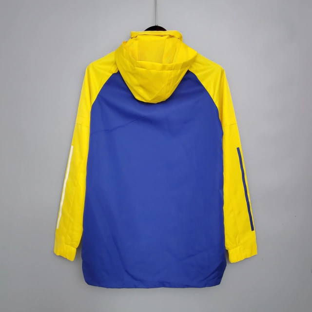Corta Vento Boca Juniors 21/22 Torcedor Adidas Masculina -Azul e Amarelo