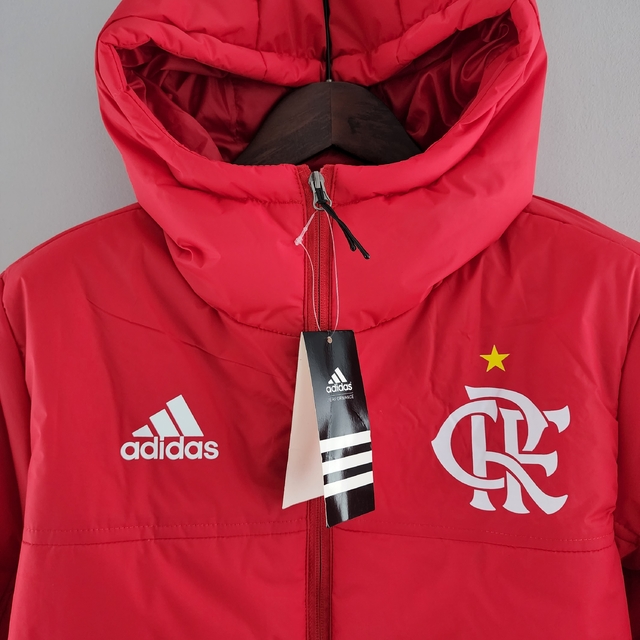 Jaqueta Corta Vento Acolchoada Flamengo 22/23 Adidas - Vermelha