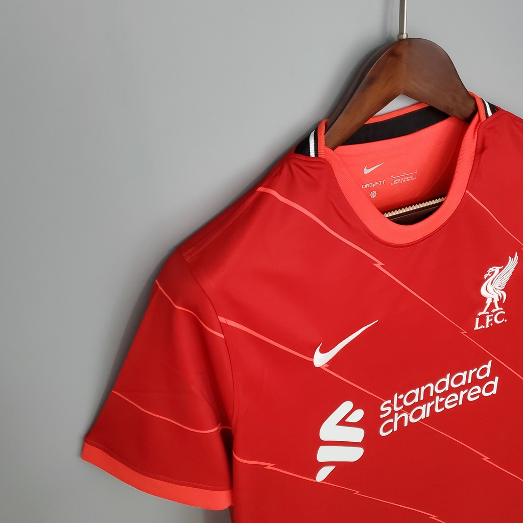 Camisa Liverpool I 21/22 Torcedor Nike - Vermelha e Bege