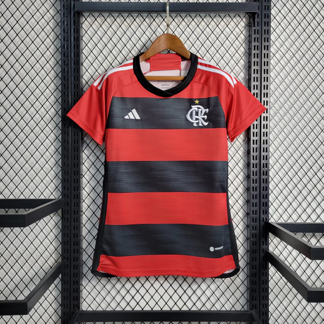 Camisa Flamengo I 23/24 Feminina Adidas - Vermelha e Preta