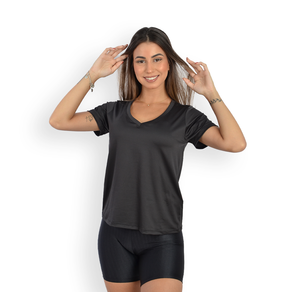 Camiseta Dry Fit Gola V Feminina - Lavicta Fitness
