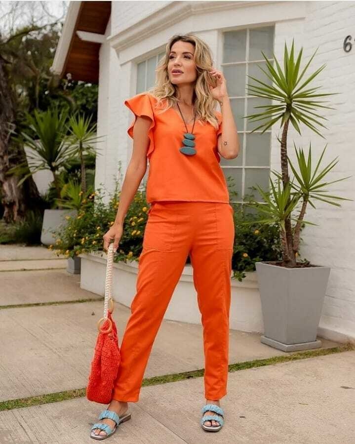 Conjunto Feminino calça e blusa de linho Luciana