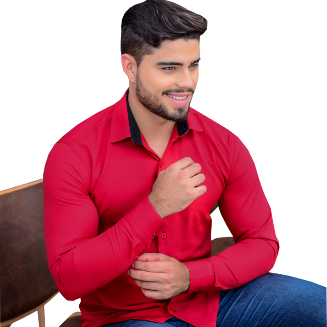 Camisa Social Masculina Slim Vermelha - MirehLider