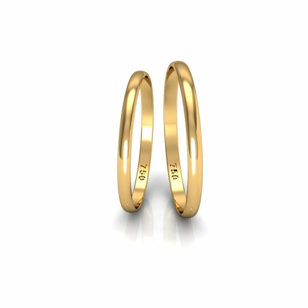 Alianças de Casamento em Ouro 18k Meia Cana Anatômica 2mm