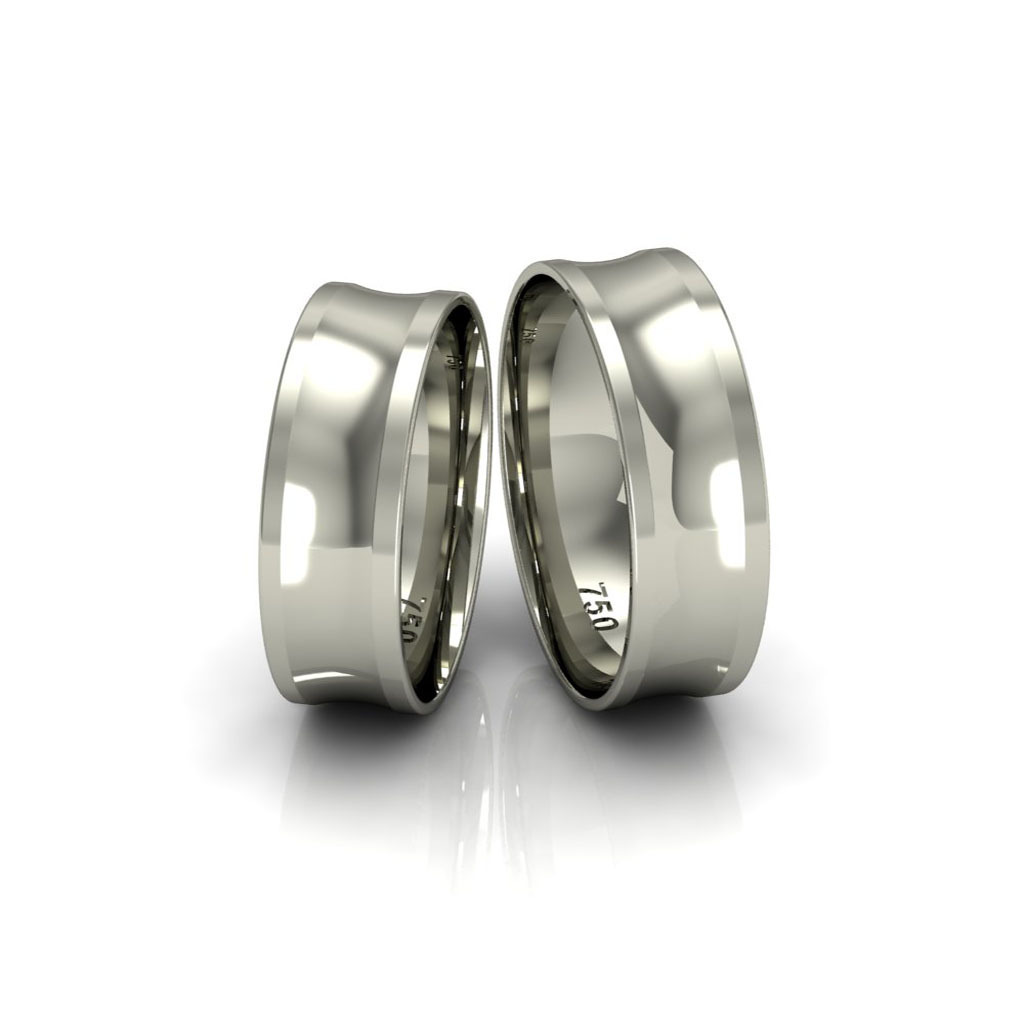 Alianças de Casamento em Ouro Branco 18k Semi Anatômica 6mm