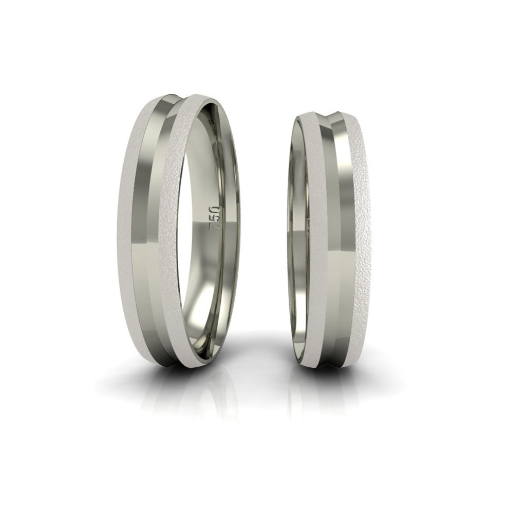Alianças de Casamento em Ouro Branco 18k Côncavo Semi Anatômica 4mm