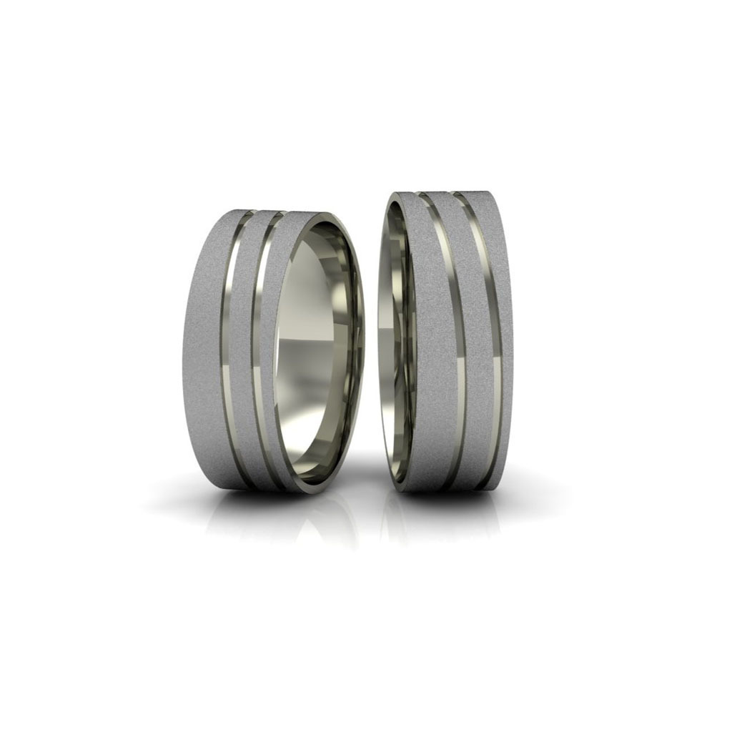 Alianças de Casamento em Ouro Branco 18k Reta 6mm