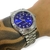 Rolex Datejust pulseira presidente cod 60- Prata e azul com strass - A PROVA D'ÁGUA