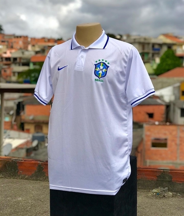 Camisa Polo Da Seleção Brasileira Branca Basica
