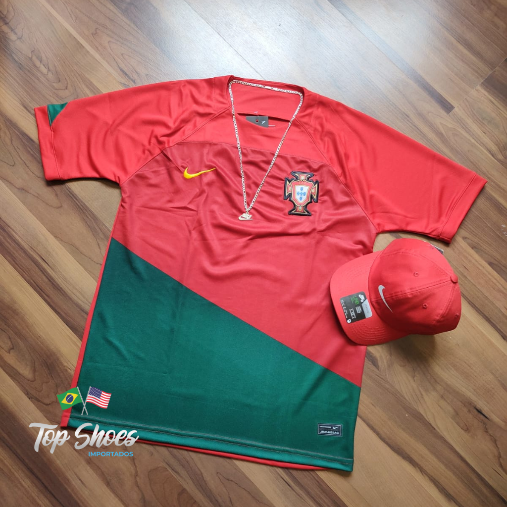 Kit Nova Camisa De Portugal C/ Boné Nike Vermelho Cordão e Pingente  Brinde!! (cópia)