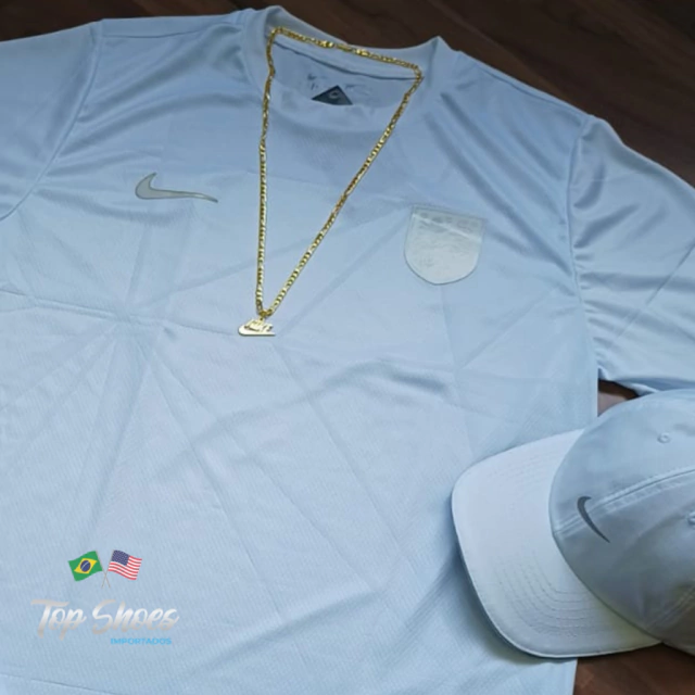 Kit Nova Camisa Inglaterra Full Withe C/ Boné Nike Branco
