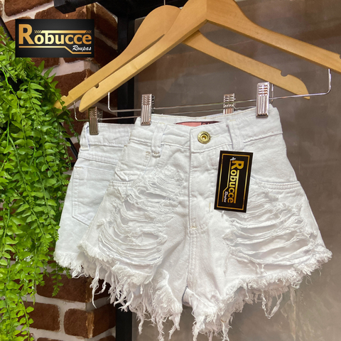 short jeans branco rasgado