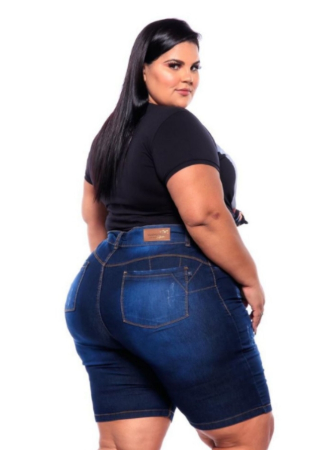Bermuda Jeans Plus Size Feminina com Lycra