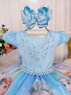 Vestido infantil Frozen 2 com Elsa e Anna na floresta