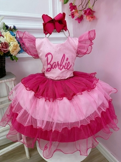 Vestido Infantil Barbie Rosa