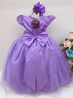 Vestido Infantil Dama Honra Azul Royal Casamento Renda - Rosa