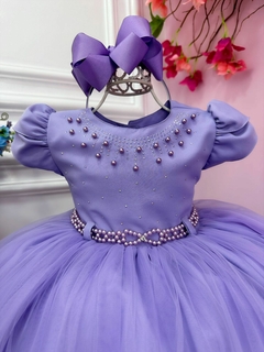 Vestido Infantil Princesa Sofia Com os Animais Lilás Strass