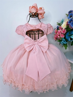 Vestido Infantil Princesinha Laço Rendado