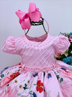 Vestido Infantil Bebê de Festa Casamento Rosa Floral - comprar online