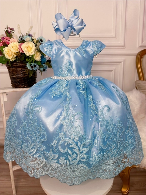 Vestido de Festa Infantil Temático Cinderela Luxo Feminino
