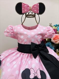 Vestido Infantil de Festa Fantasia Minnie Rosa Floral - comprar online